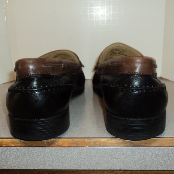 Dockers Men's 11 M Leather Loafers Shoes Black Brown Slip On Tassels Heels - Picture 3 of 13
